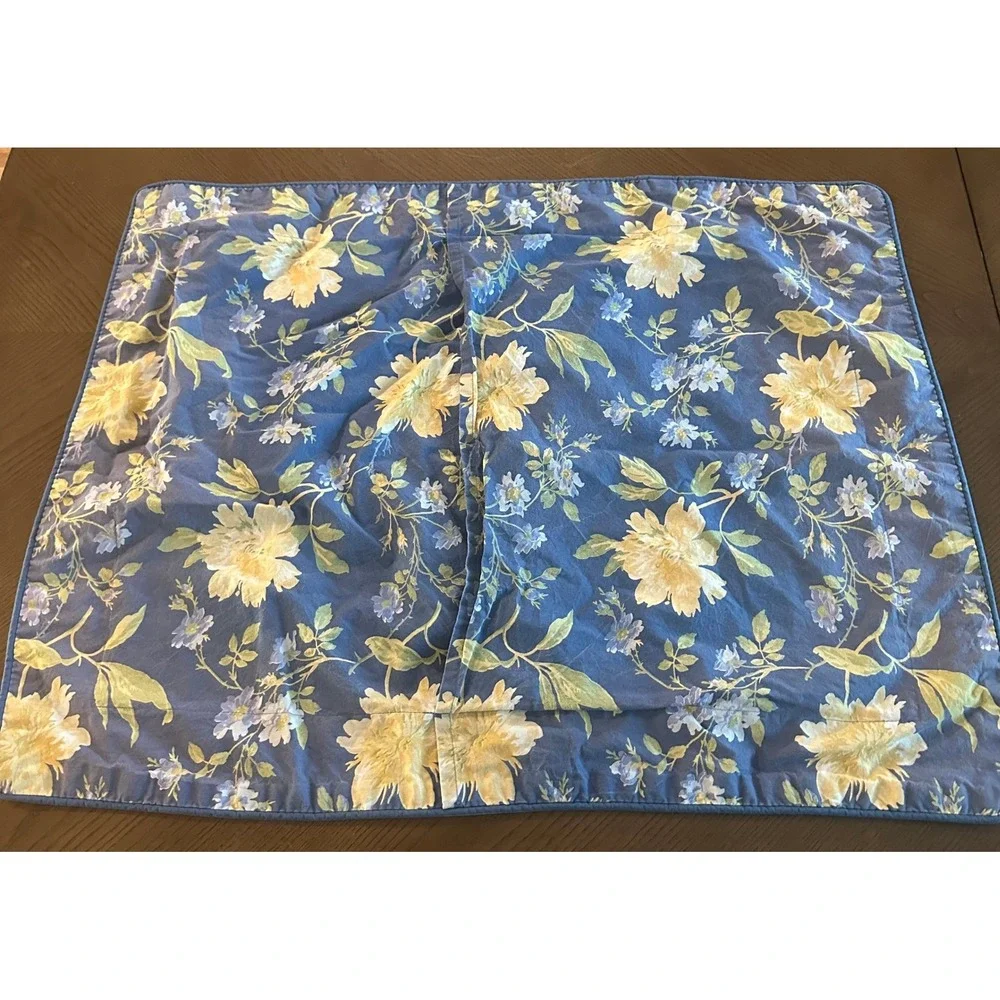 Pair of Laura Ashley Emilie Rose Floral Quilted‎ Pillow Shams King Cottagecore
